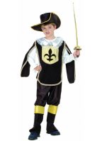 Musketiers outfit kinderen zwart/goud