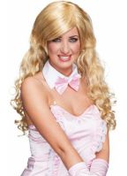 Lang blond krullende pruik