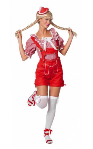 Rode Oktoberfest lederhose voor dames