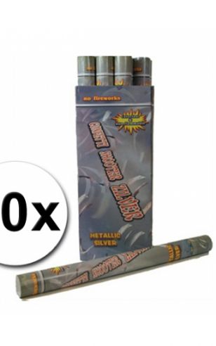 10 confetti shooters 60 cm zilver