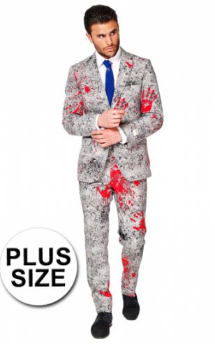 Grote maat halloween kostuum met bloedhanden afdruk