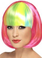Damespruik roze boblijn met gekleurde pony