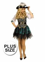 Groene grote maat korte piratenjurk