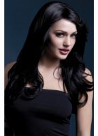 Lange pruik zwart luxe voor dames