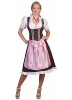 Dames Tiroler jurkje bruin met roze